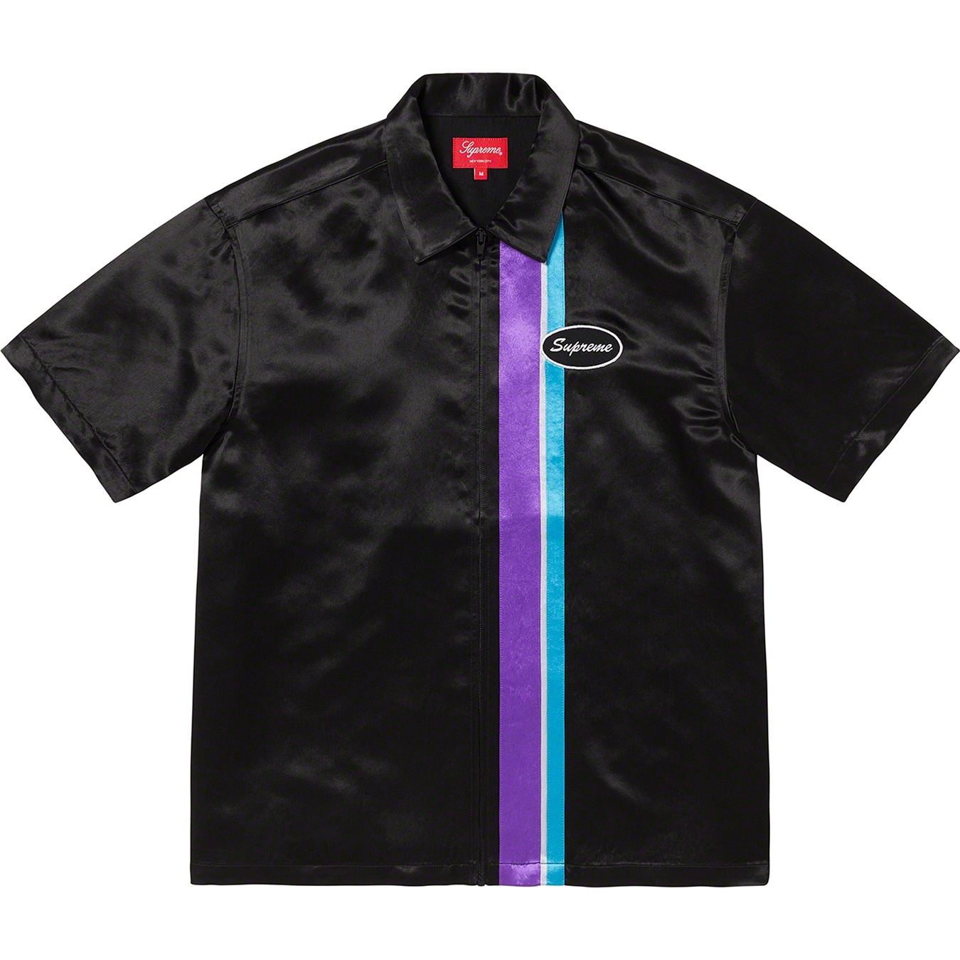 Satin Zip Up S/S Work Shirt view 3